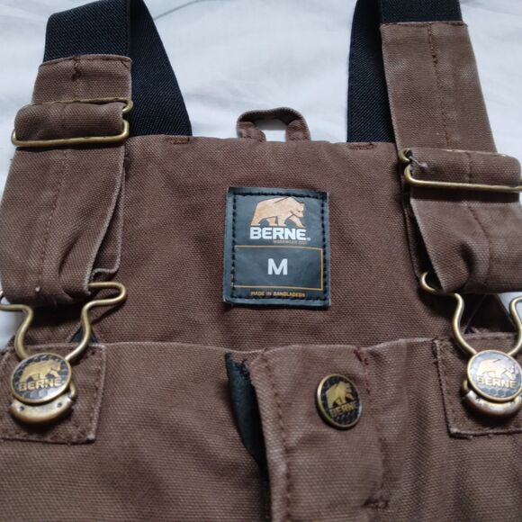 Berne Insulated Canvas Bibs Overalls Youth Medium 10-12 Brown Adjustable BB21BB - Picture 7 of 13